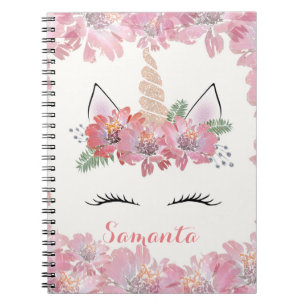 Carnet Unicorne, Visage Unicorne, personnalisée, girly, f