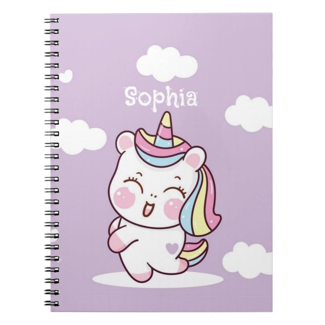 Carnet Unicorne Whimsical Kawaii Magique Personnalisée (Devant)