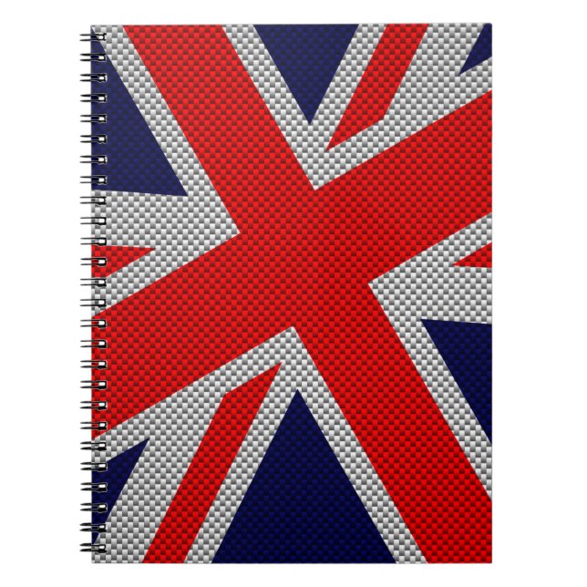 Carnet Union Jack sur l'impression en fibre de carbone (Devant)