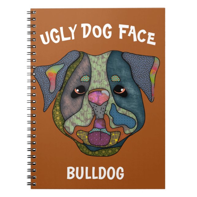Carnet unique Bulldog laid chien visage (Devant)