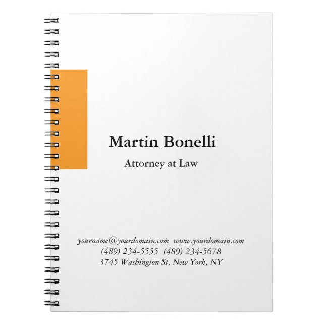 Carnet Unique Classique Simple Orange & Blanc (Devant)