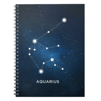 CARNET UNIVERS BLEU ÉTOILÉ ÉLÉGANT D'AQUARELLE - VERSEAU