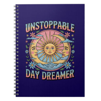 Carnet Unstoppable Daydreamer Sun Moon Retro Design 