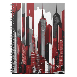 Carnet urbain élégant - Rouge gras, noir, un