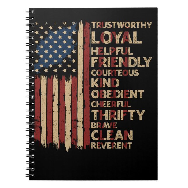Carnet US America Flag Scouting Scout Law (Devant)