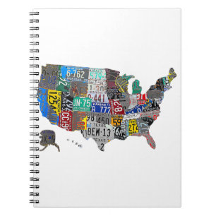Carnet US American United States Map Flag License Plate A