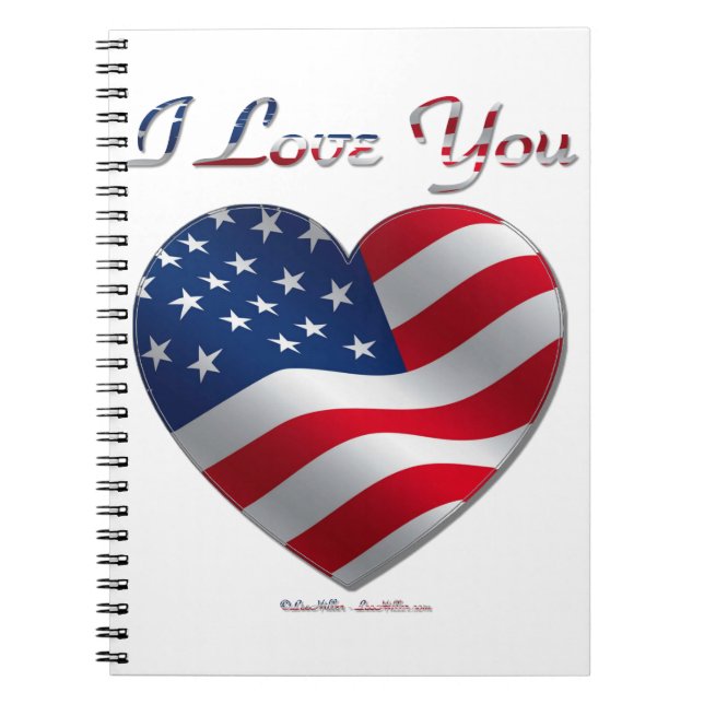 Carnet USA Flag Heart Je t'aime (Devant)