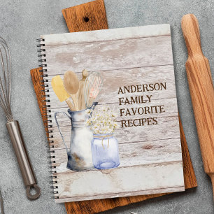 Carnet Ustensile de cuisine rustique Fleur blanche en boi