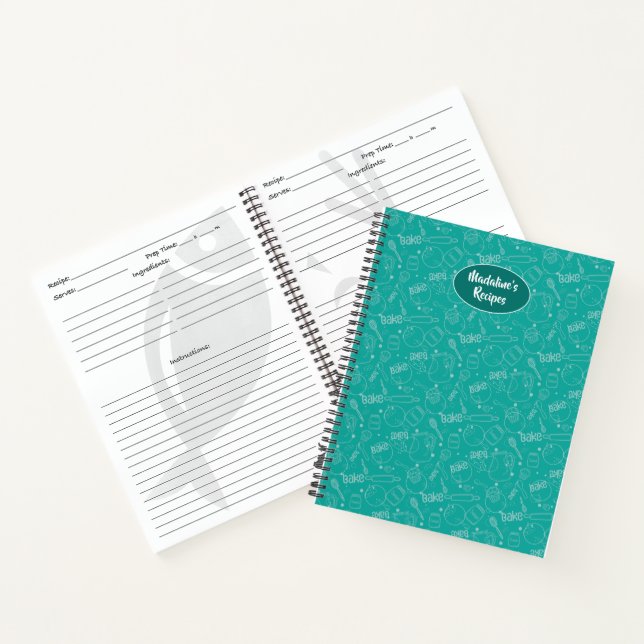 Carnet Ustensile de cuisine Turquoise illustration sans c (Intérieur)