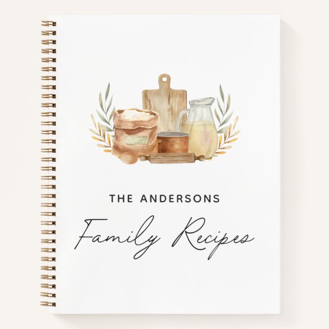 Carnet Ustensiles de cuisine Alimentation Aquarelle Recet (Devant)