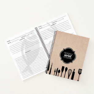 Carnet Ustensiles Faux Burlap Recette personnalisée