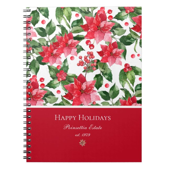 Carnet Vacances de Noël Personnalisé Poinsettia Motif (Devant)