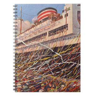 Carnet Vacances en bateau de croisière vintage; Bon Voyag