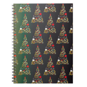 Carnet Vacances matte vert or motif de Noël
