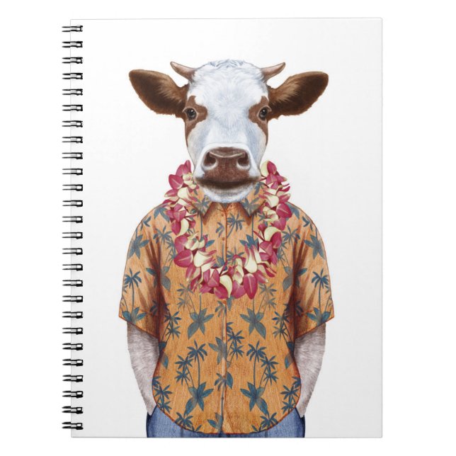 Carnet Vache à chemise hawaïenne (Devant)