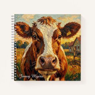 Carnet Vache à l'Impasto Mignonne à la Ferme Personnalisé