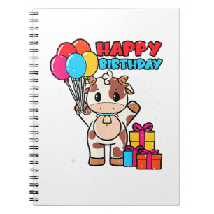 Carnet Vache Birthday Balloon Thème Cattleman Farman Cute