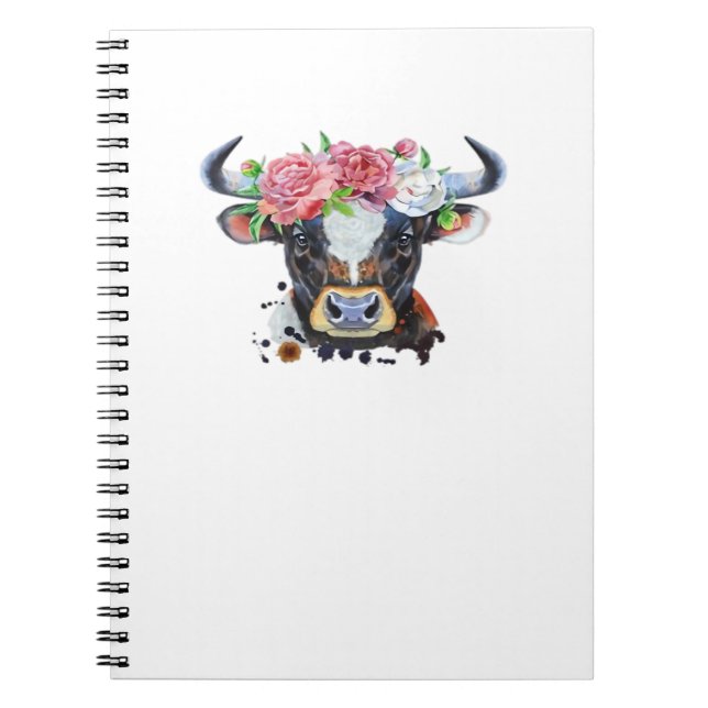 Carnet Vache couronnée de fleurs T-shirt classique (Devant)