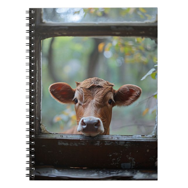 Carnet Vache curieuse regardant par une fenêtre (Devant)