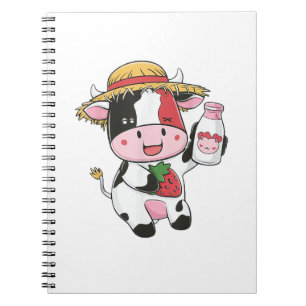 Carnet Vache de fraise Kawaii Anime Lait de fraise _7