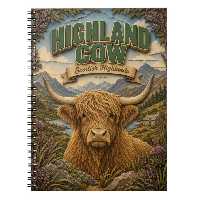 Carnet Vache des Highlands Écosse POPCUT (Devant)