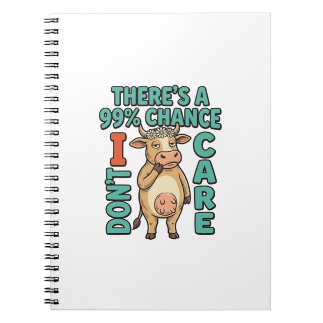 Carnet Vache drôle 99% de chance que je m'en fiche Graphi (Devant)