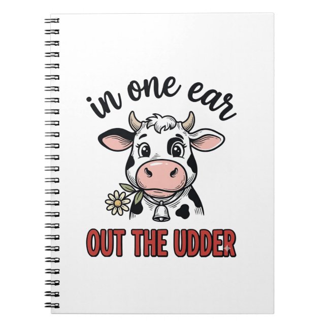 Carnet Vache drôle avec une oreille dans l'autre du tee-s (Devant)
