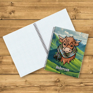 Carnet Vache Highland avec Anderson Tartan Scarf
