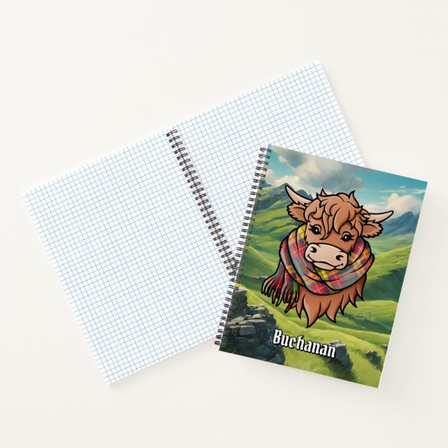 Carnet Vache Highland avec Buchanan Tartan Scarf (Intérieur)