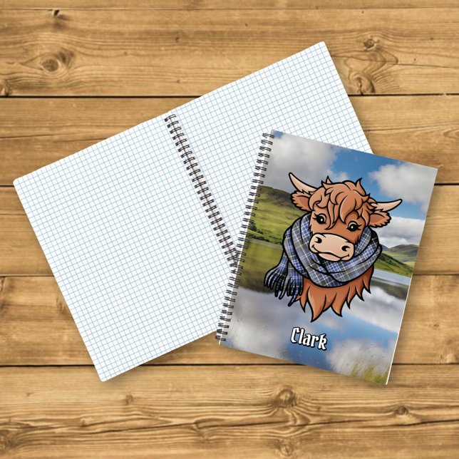 Carnet Vache Highland avec Clark Tartan Scarf (Créateur téléchargé)