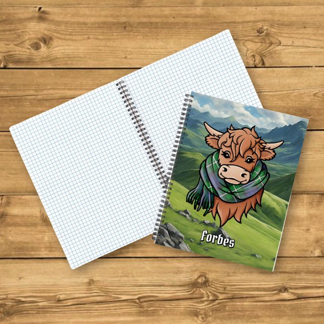 Carnet Vache Highland avec Forbes Écharpe Tartan (Créateur téléchargé)