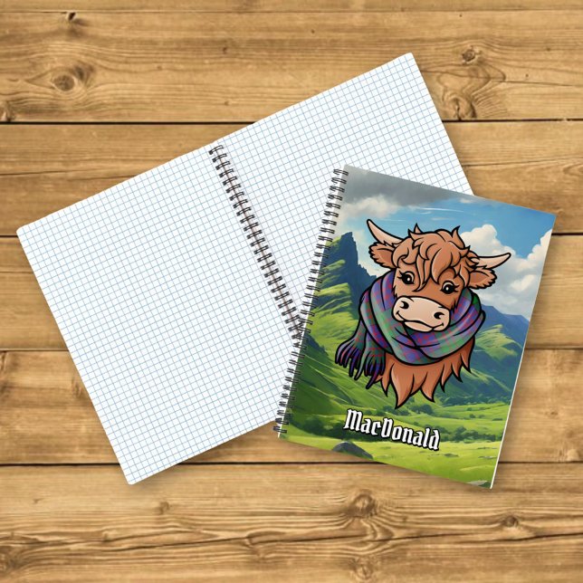 Carnet Vache Highland avec Macdonald Tartan Scarf (Créateur téléchargé)