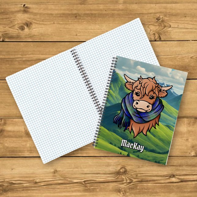 Carnet Vache Highland avec MacKay Tartan Scarf (Créateur téléchargé)
