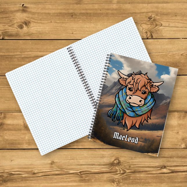 Carnet Vache Highland avec MacLeod Chasse Tartan Écarf (Créateur téléchargé)