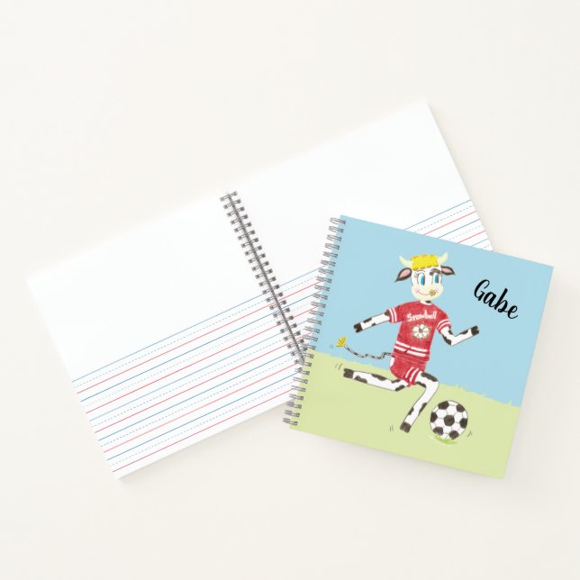 Carnet Vache jouant au football enfant croquis/pratique c (Intérieur)