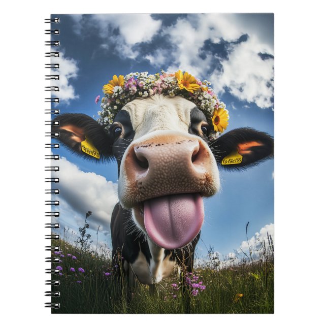 Carnet Vache joyeuse en fleur (Devant)