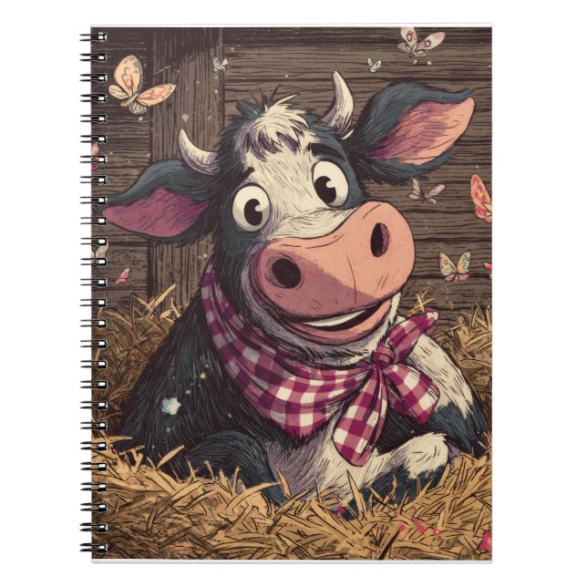 Carnet Vache lunaire avec papillons Illustration (Devant)