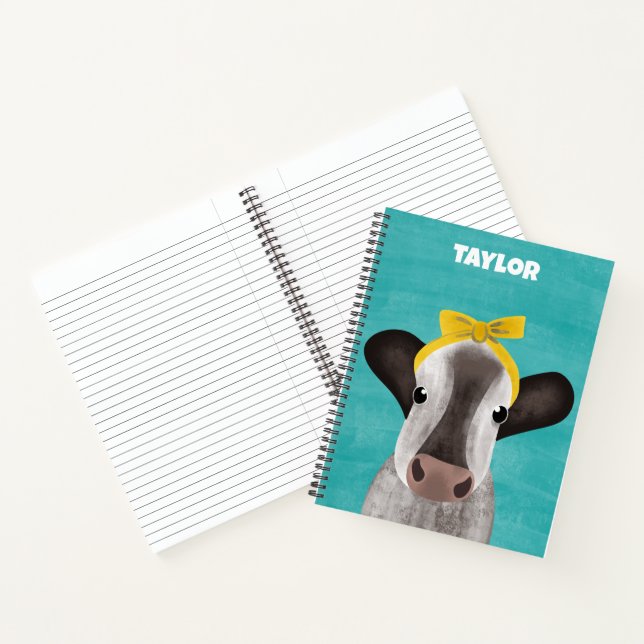 Carnet Vache mignonne avec cabot Personnalisé (Intérieur)
