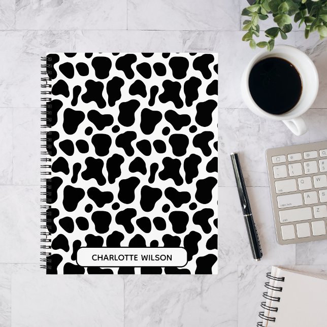 Carnet Vache noire et blanche Imprimer Motif Monogramme (Créateur téléchargé)