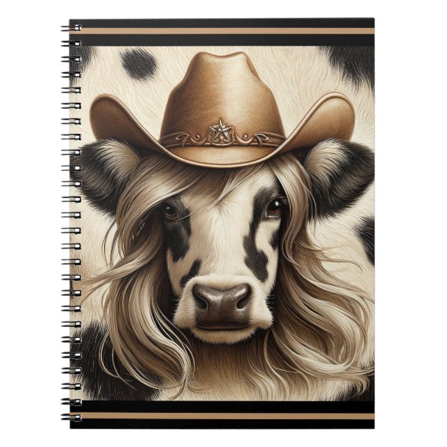 Carnet Vache paysanne blonde drôle (Devant)