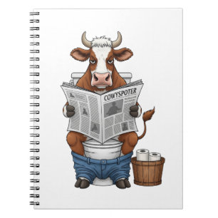 Carnet Vache sur Toilet PNG, animal de ferme amusant