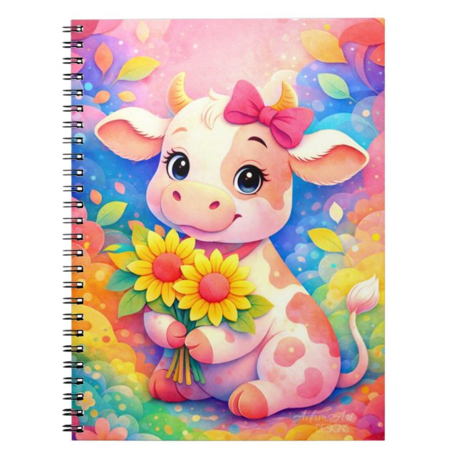 Carnet Vachette Bébé Pastel Mignonne avec Tournesols (Devant)