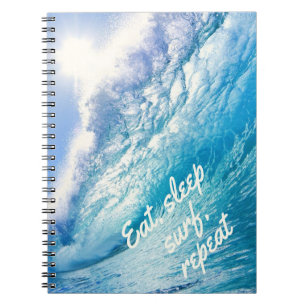Carnet Vague de surfeur océan bleu blanc manger dormir su