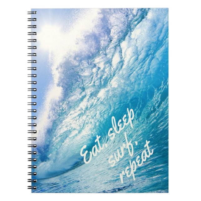 Carnet Vague de surfeur océan bleu blanc manger dormir su (Devant)