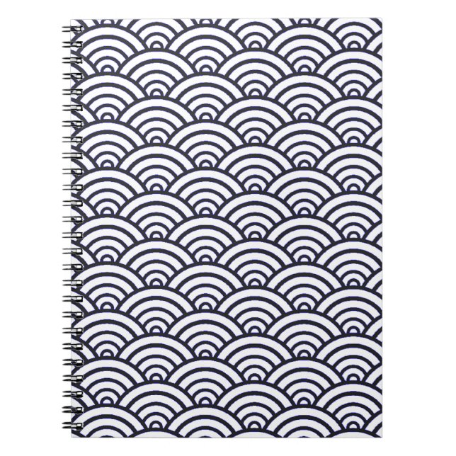 Carnet Vagues bleues japonaises Seigaiha Mer (Devant)