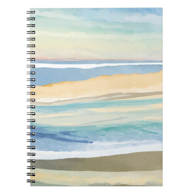 Carnet Vagues de Bleu | Aquarelle de la plage du bord de  (Devant)