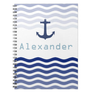 Carnet Vagues de la marine nautique et nom personnalisé d