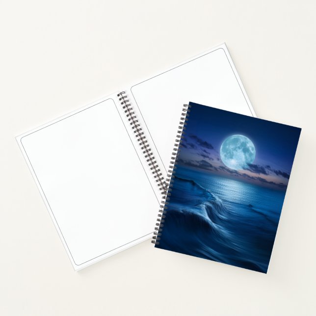 Carnet Vagues de l'océan éclairées par la lune avec plein (Intérieur)