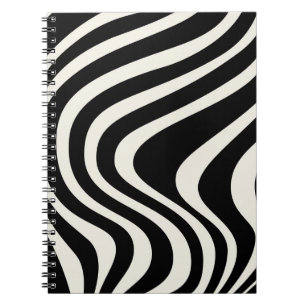Carnet Vagues de style rétro noir et blanc