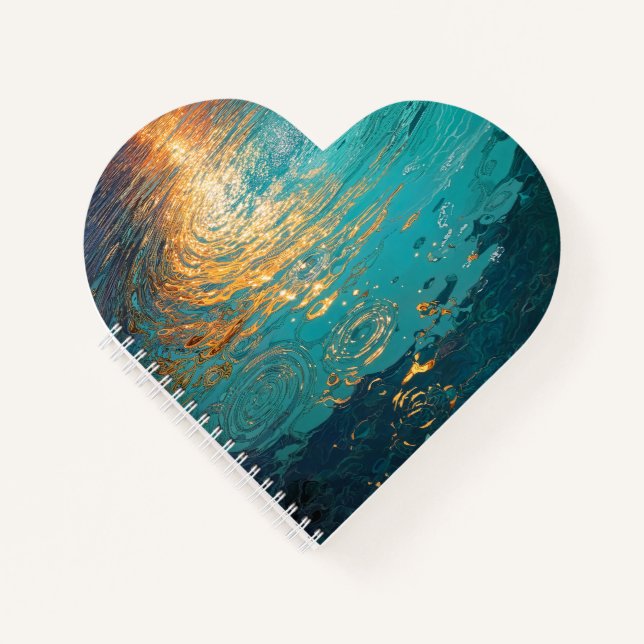 Carnet Vagues d'eau abstraites avec lumière dorée du sole (Devant)